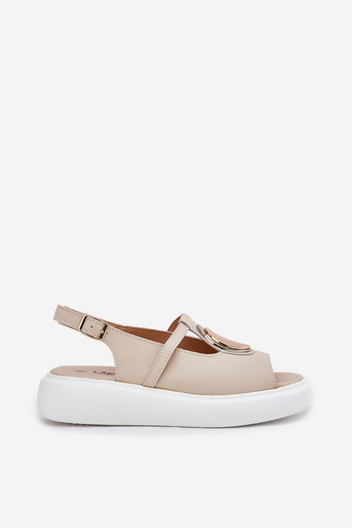 Шкіряні Елегантні Сандалі Для Жінок S.Barski GR51-603 Бежеві