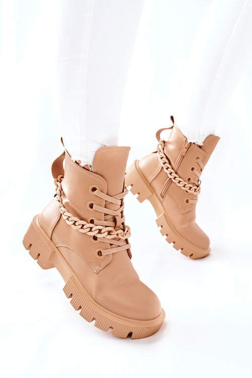 Чоботи високі шкіряні бежеві Izzy