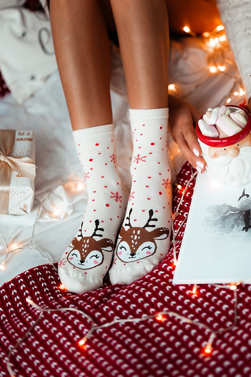 Різдвяні Жіночі Шкарпетки Олень Екру