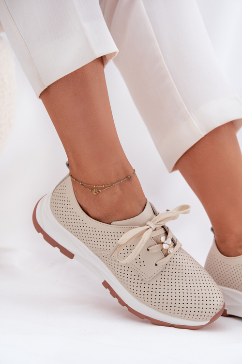 Шкіряні Жіночі Черевики З Бантом Artiker 54C1811 Бежеві