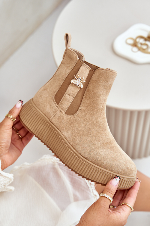 Жіночі черевики на платформі з пряжкою Еко-замшеві коричневі Ciatheia