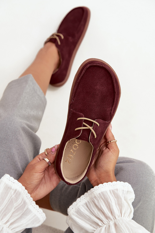 Жіночі босоніжки типу barefoot з натурального замшу Zazoo 327 Бордо