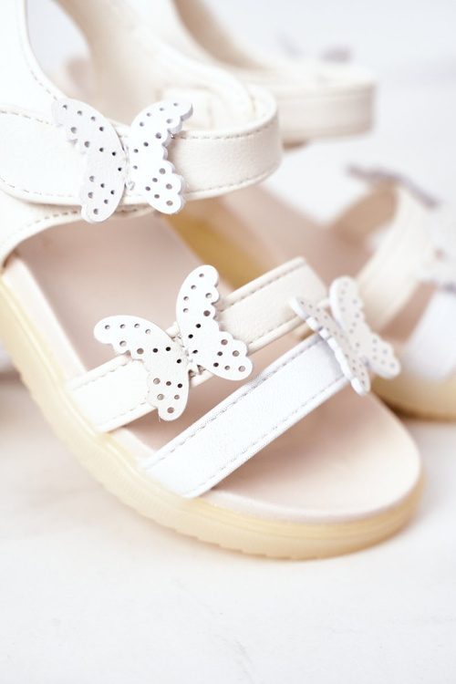 Дитячі босоніжки на липучці з метеликами Біла Мальвіка