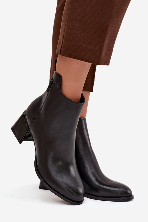 Жіночі шкіряні чоботи на підборах із ізоляцією чорні Nolivra