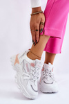Модні жіночі кросівки на платформі біло-рожеві біко