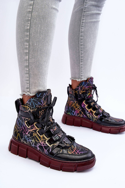 Шкіряні черевики на шнурівці Maciejka 06158-01 Чорні