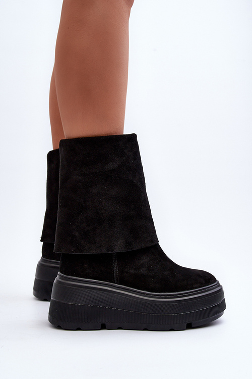 Замшеві черевики на платформі Maciejka Чорні 05319-01