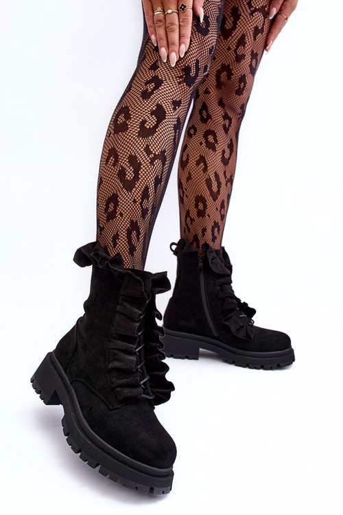 Замшеві чоботи Workery Black Nacelle на плоскій каблуці