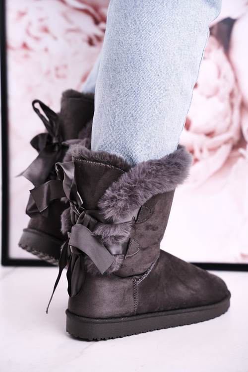 Жіночі зимові черевики з тасьмою, утеплені на хутрі, сірі Kaylee