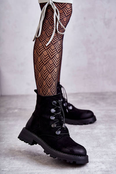 Жіночі замшеві теплі чоботи з ребристою чорним гелем