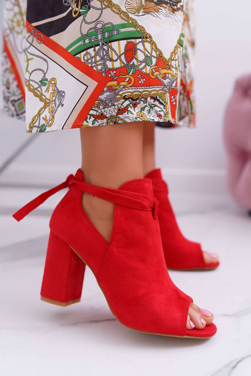 Червоні жіночі босоніжки на шпильці Сірі чоботи з відкритим носком