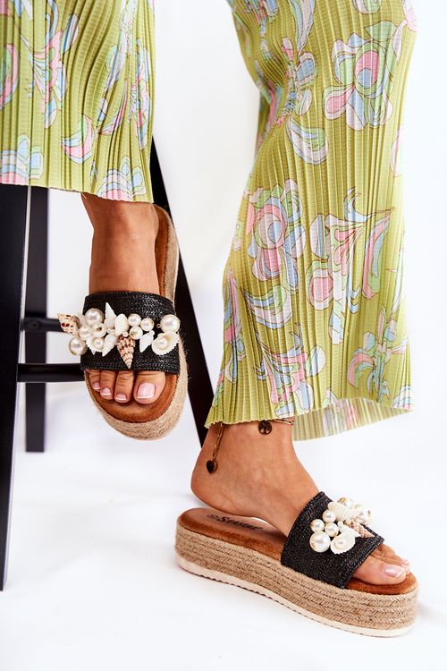 Жіночі тапочки на платформі з черепашками Black Tolia