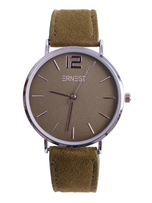 Жіночий годинник Ernest Manon Suede Olive Silver