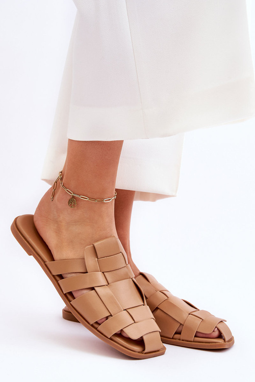 Жіночі тапочки в смужку бежеві Reyna