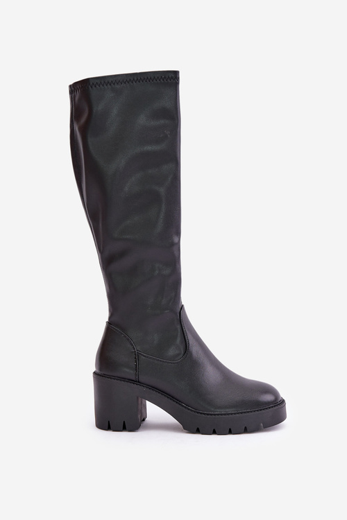 Чоботи на підборах з екошкіри Vinceza 58332 Чорні