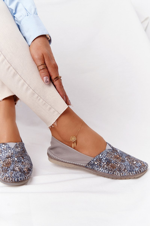 Жіночі шкіряні балетки Maciejka 01930-86 сірі