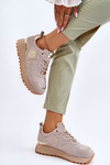 Жіноче замшеве спортивне взуття на платформі GOE LL2N4001 бежевий