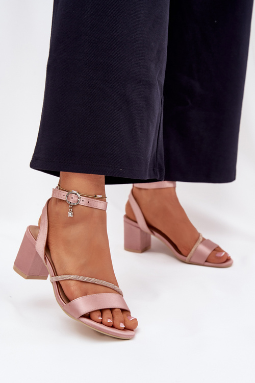 Жіночі Сандалі На Каблуку З Цирконіями Vinceza 20268 Бежеві