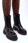 Шкіряні жіночі ботильйони на шнурівці Чорні Nicole 2836