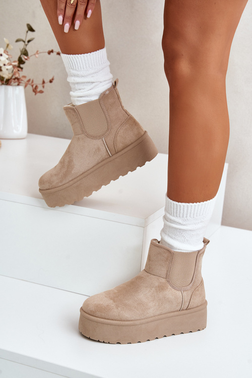 Жіночі сноуборди на платформі з еластичними вставками світло-бежевого кольору Rialine