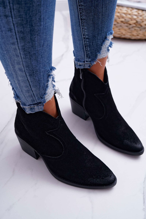 Жіночі замшеві ковбойські чоботи чорні Barski 1638