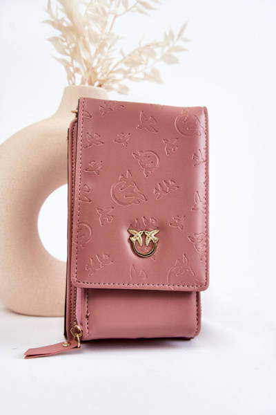 Модна сумочка гаманець 2в1 з тисненням Pink Savano