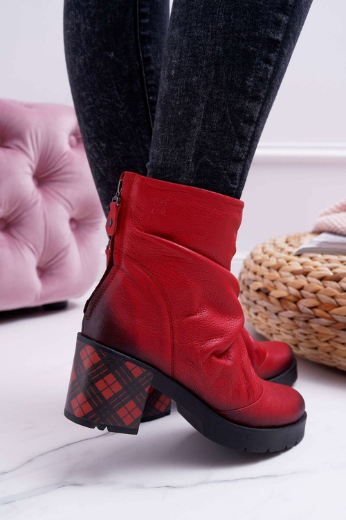 Шкіряні жіночі черевики Maciejka червоні 04216-08/00-3