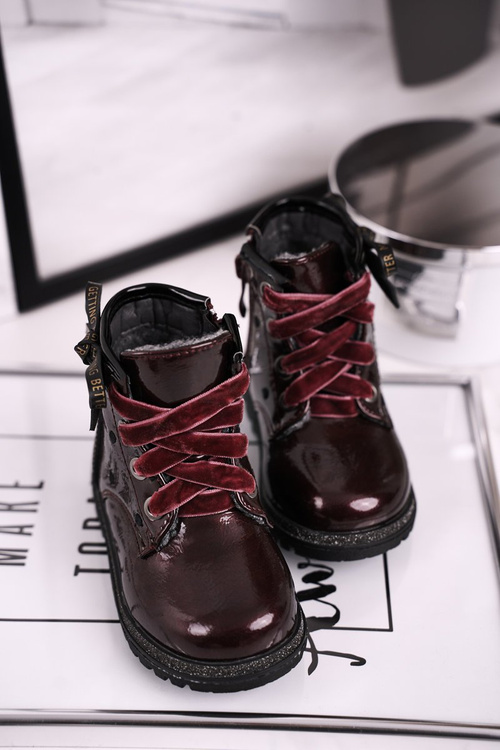 Чоботи дитячі лаковані теплі винні Essie