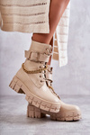 Модні робочі черевики з ланцюжком Бежеві солессо