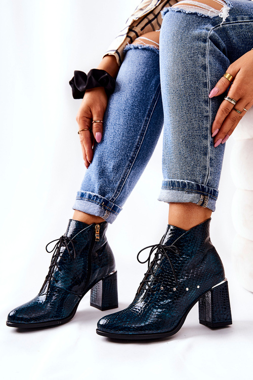 Жіночі шкіряні чоботи на каблуці Зелені Neliko