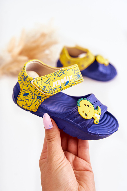 Дитячі світлі босоніжки з декором Navy-Yellow Trusty 