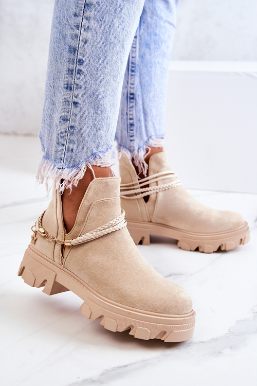 Замшеві робочі черевики без лямок світло-бежеві Moriah