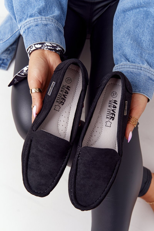 Жіночі замшеві лофери чорні San Marino