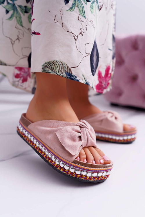 Жіночі шльопанці з каракулями на товстій підошві Pink Milady
