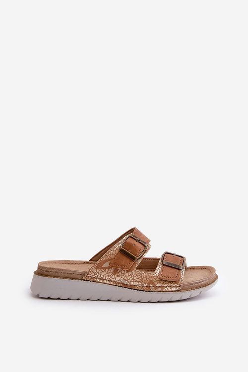 Зручні жіночі босоніжки з пряжками коричневого кольору Inblu CN000033