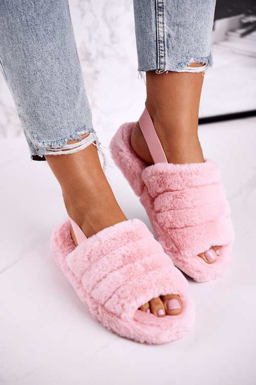 Жіночі пухнасті тапочки на платформі Рожева Сніжинка