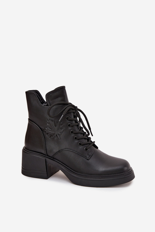 Жіночі шкіряні ботінки на платформі з підкладкою Vinceza 39950 Чорні