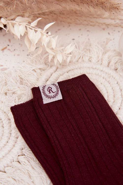 Бавовняні носки у смужку жіночі бордові