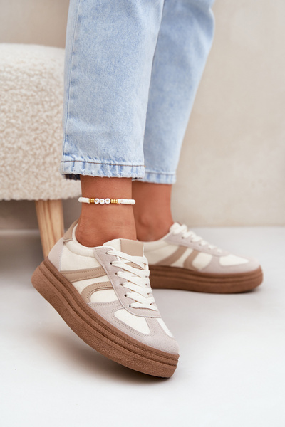 Жіночі Кросівки На Платформі Темно-бежеві Lesida