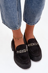  Замшеві Мокасини Для Жінок З Декоративною Брошкою Чорні Valiana