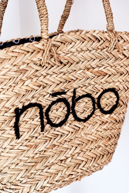 Плетена пляжна сумка шоппер NOBO XK0340 Бежево-чорна