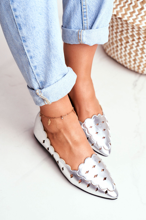 Жіночі балетки Lu Boo сріблястий металік Dianna