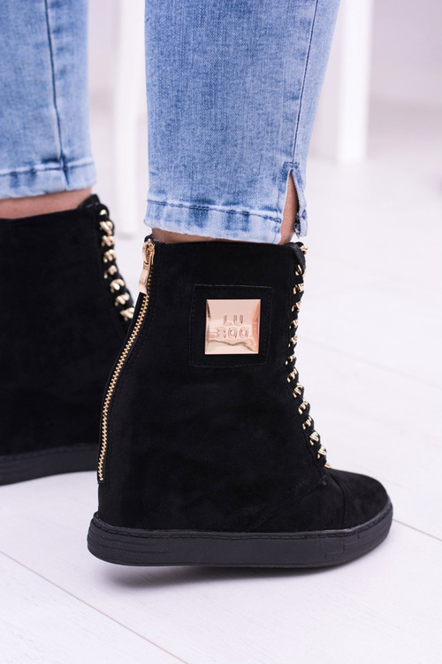 Жіночі кросівки Lu Boo з ланцюжками замшеві чорні Monica