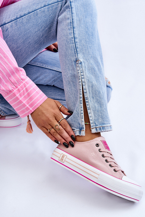 Жіночі тканинні кросівки на платформі Big Star LL274181 Рожеві