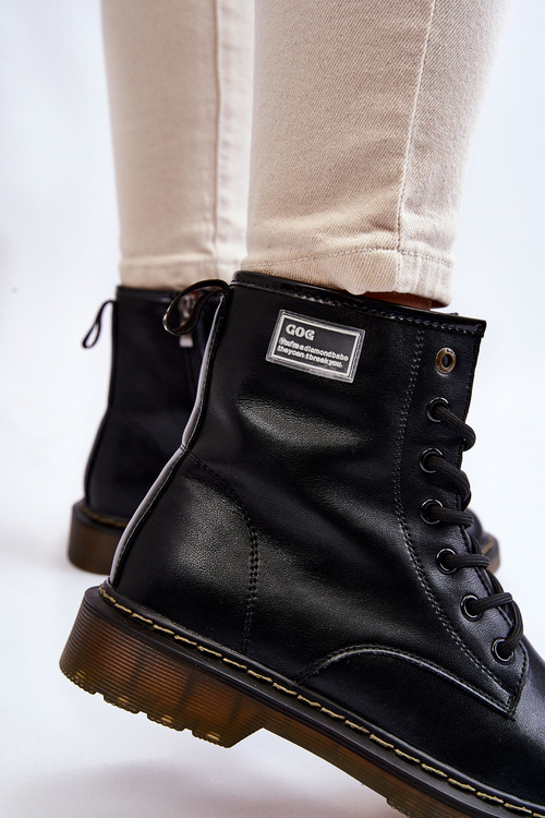 Жіночі шкіряні теплі черевики GOE II2N4053 Чорні