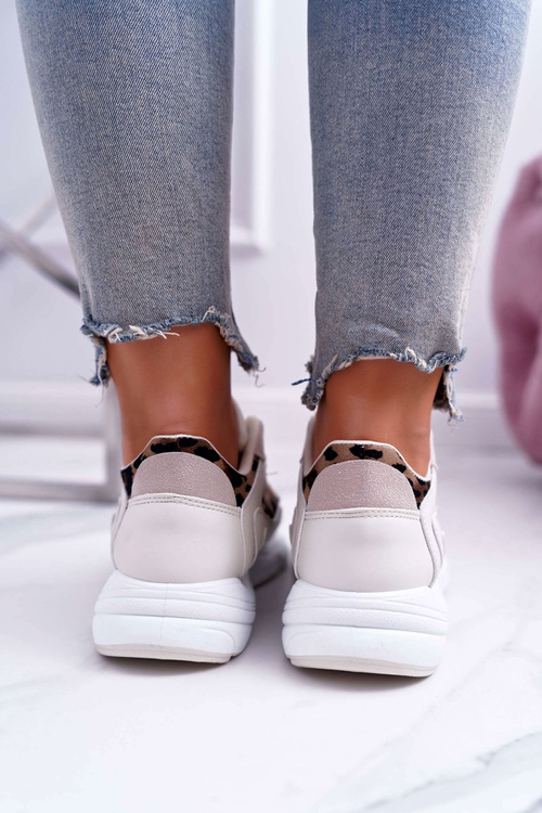 Спортивне жіноче взуття бежеве з леопардовим мезено