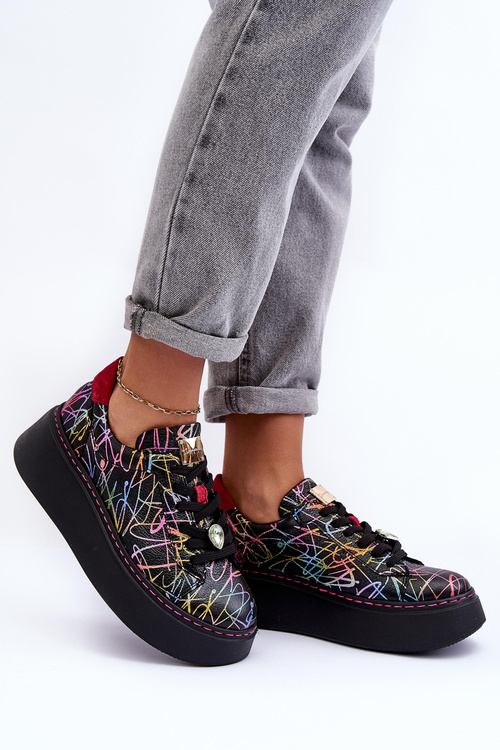 Шкіряне спортивне взуття на платформі Maciejka 06191-39 різнокольорове