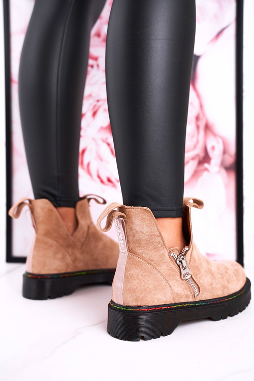 Жіночі черевики челсі з різнокольоровою відстрочкою замшеві бежеві Addison