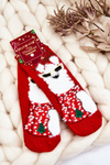 Дитячі новорічні бавовняні термоактивні шкарпетки Альпака Червона