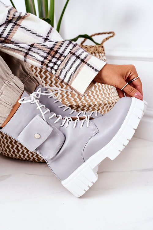 Утеплені чоботи з кишенею світло-сірі чудові